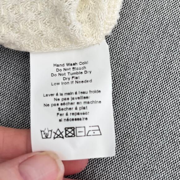 Lush Cream Waffle Knit Tie Front Peplum Babydoll Top Oversized Small/Medium NWT - Picture 11 of 13